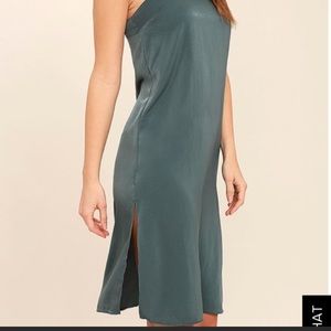 Slate blue satin slip dress NWT - medium